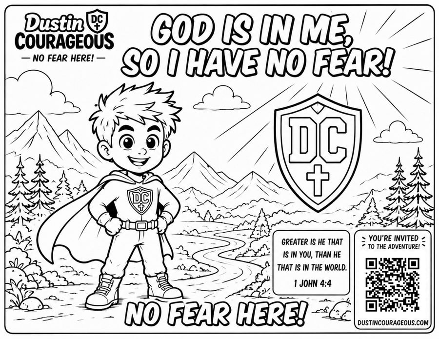 God Is in Me, So I Have No Fear printable coloring sheet